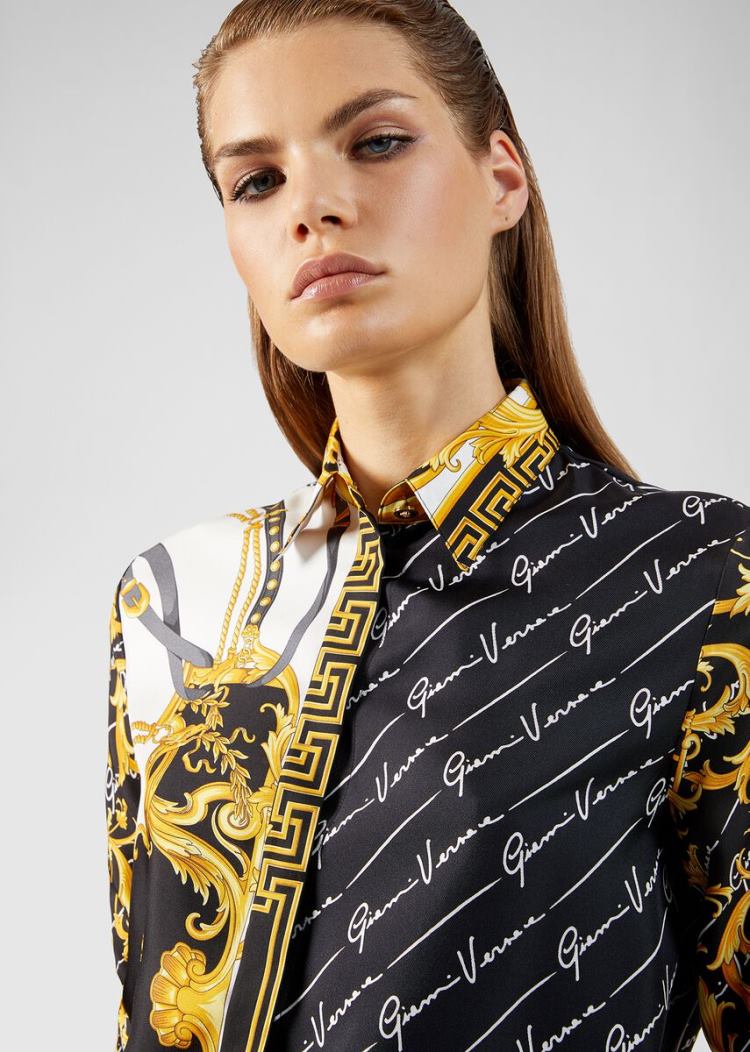 Women's Shirt In Printed Silk by Versace