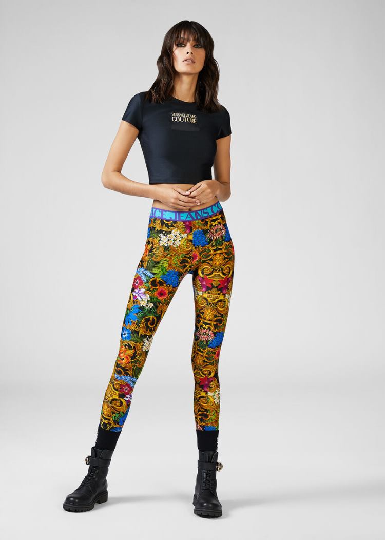 Versace Leggings Clearance Sale - Jeans Couture Tropical Baroque Print  Leggings Jeans Couture Multicolor